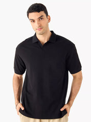 Camiseta Polo Boxy Texturizada - Preto