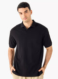 Camiseta Polo Boxy Texturizada - Preto