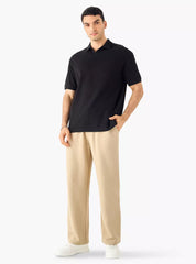 Camiseta Polo Boxy Texturizada - Preto