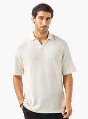 Camiseta Polo Tricot Texturizada - Branco