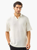 Camiseta Polo Tricot Texturizada - Branco