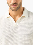Camiseta Polo Tricot Texturizada - Branco
