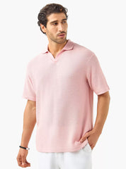Camiseta Polo Tricot Texturizada - Rosa
