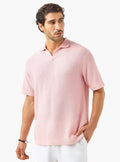 Camiseta Polo Tricot Texturizada - Rosa