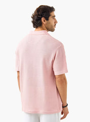 Camiseta Polo Tricot Texturizada - Rosa