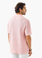 Camiseta Polo Tricot Texturizada - Rosa