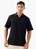 Camiseta Polo Tricot Texturizada - Preto