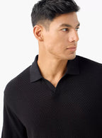Camiseta Polo Tricot Texturizada - Preto
