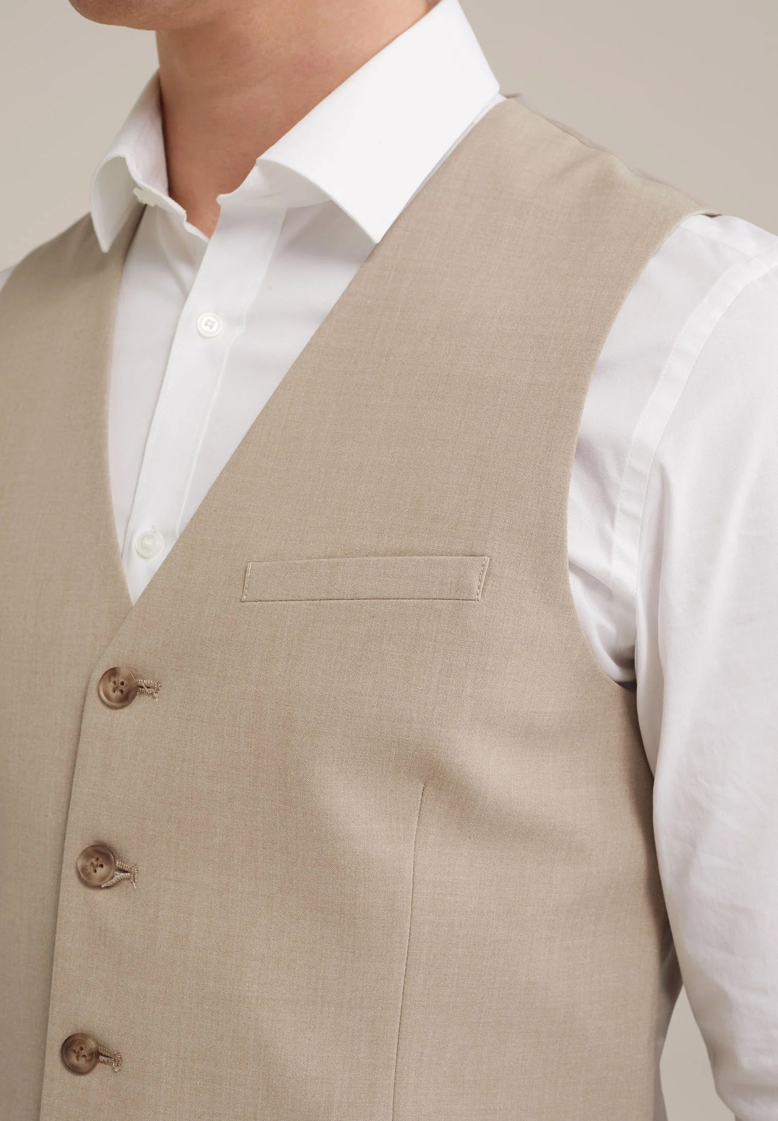 Colete Regular Fit Alfaiataria Masculino - Bege