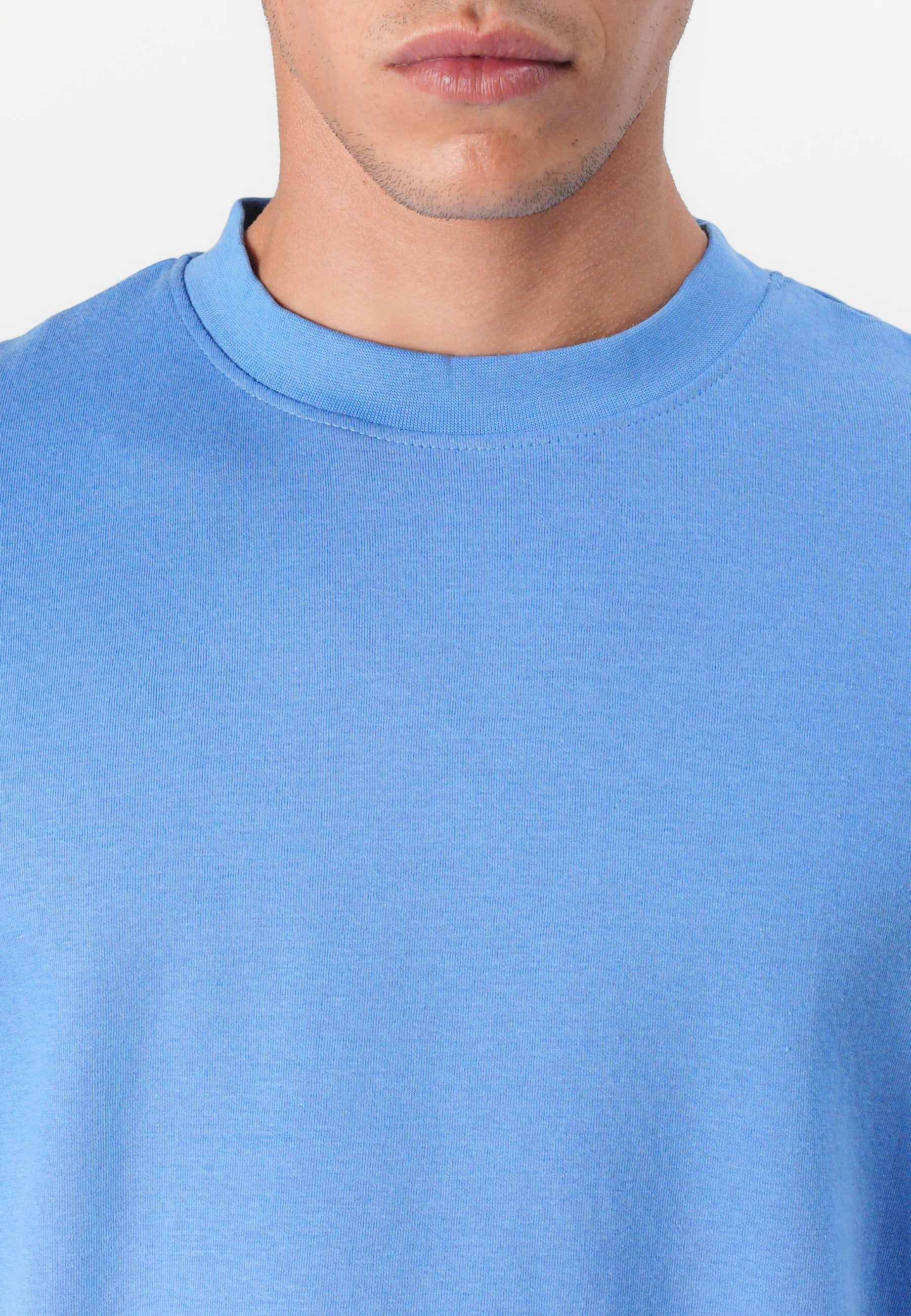 Camiseta Básica Masculina Oversized Gola Redonda - Azul