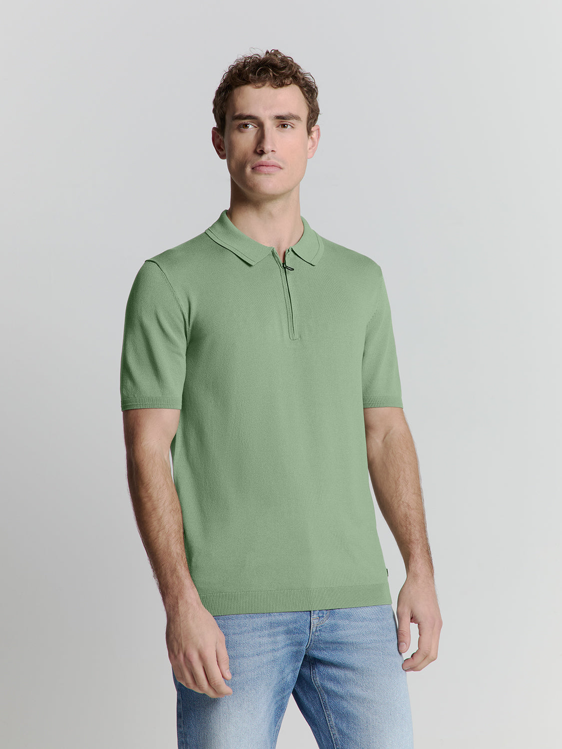 Camisa Polo com Zíper - Verde