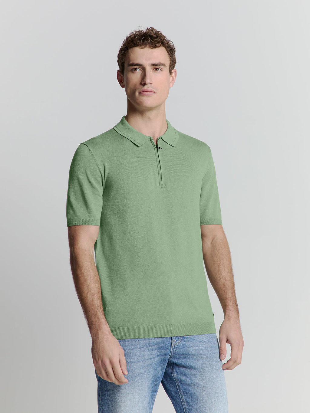 Camisa Polo com Zíper - Verde