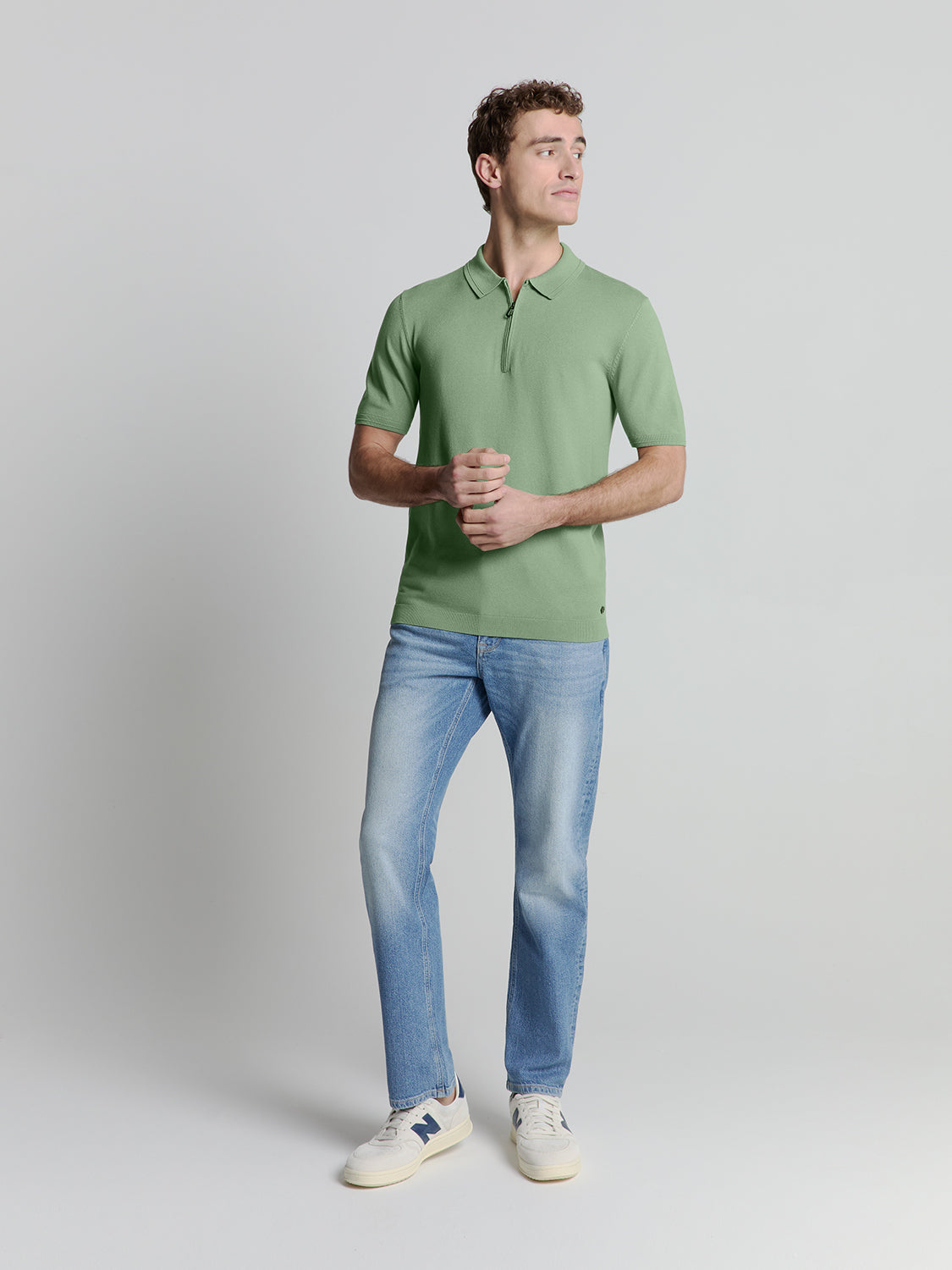 Camisa Polo com Zíper - Verde