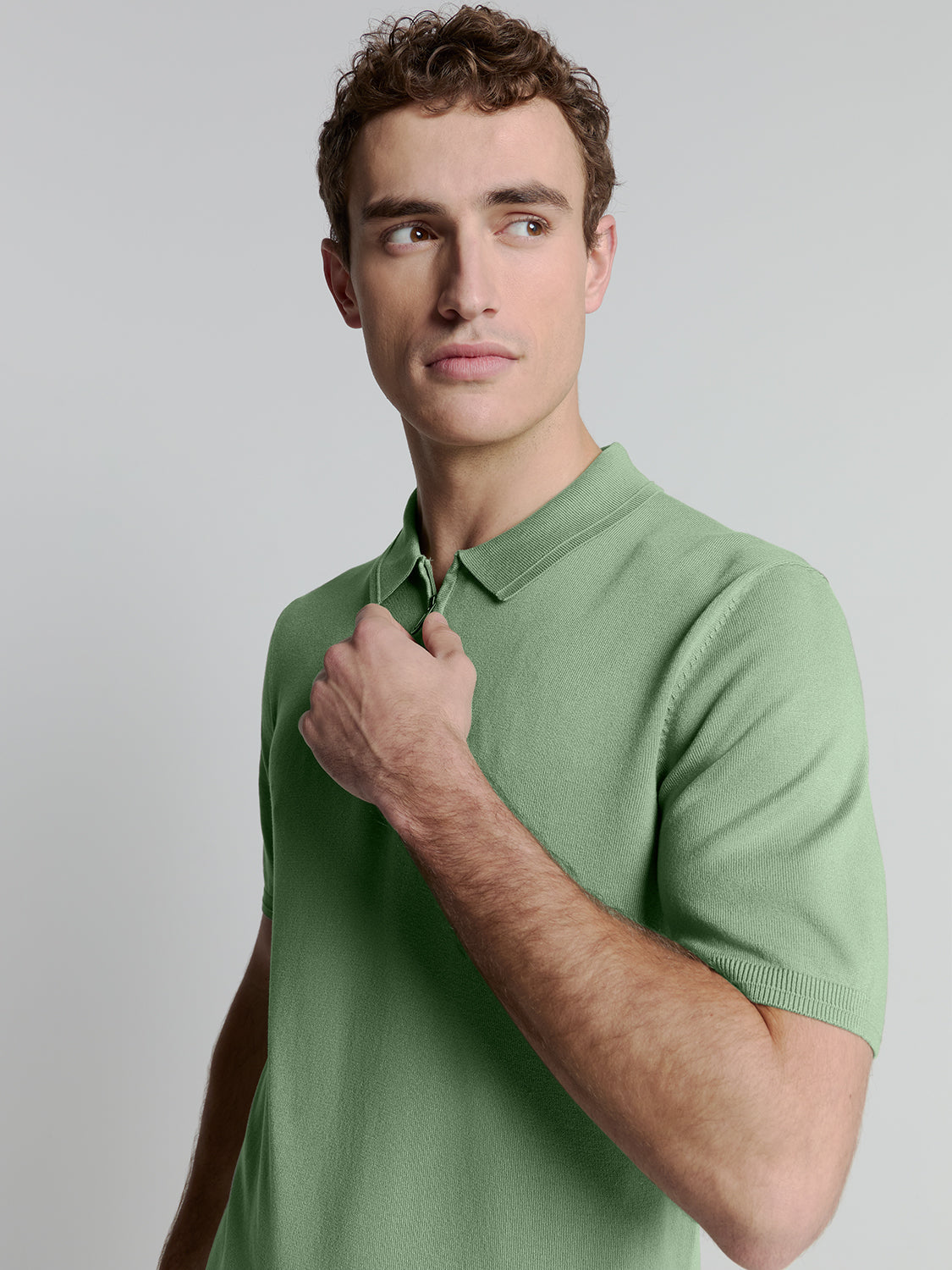 Camisa Polo com Zíper - Verde