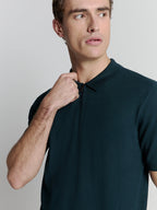 Camisa Polo com Zíper - Azul Escuro