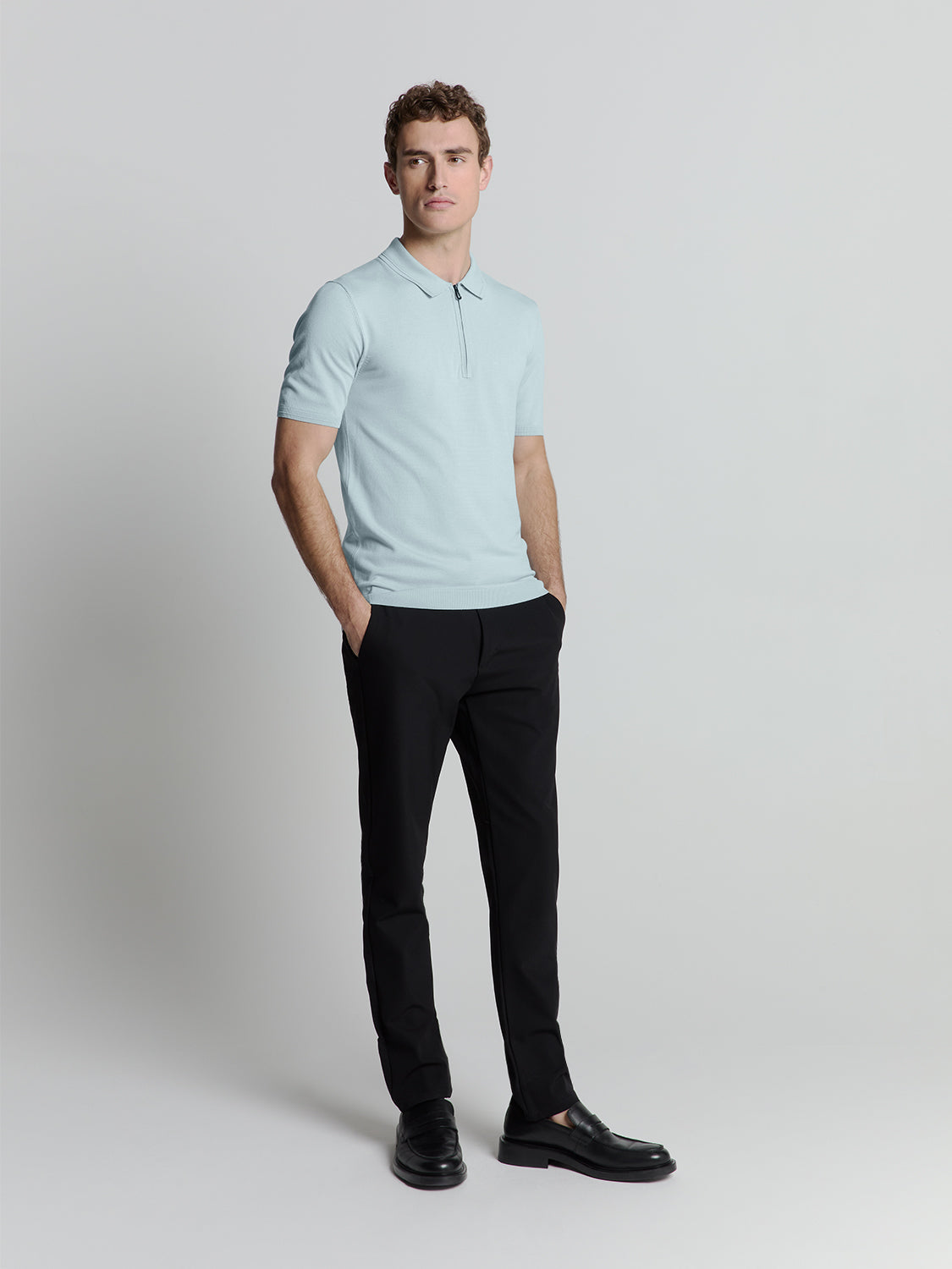 Camisa Polo com Zíper - Gelo