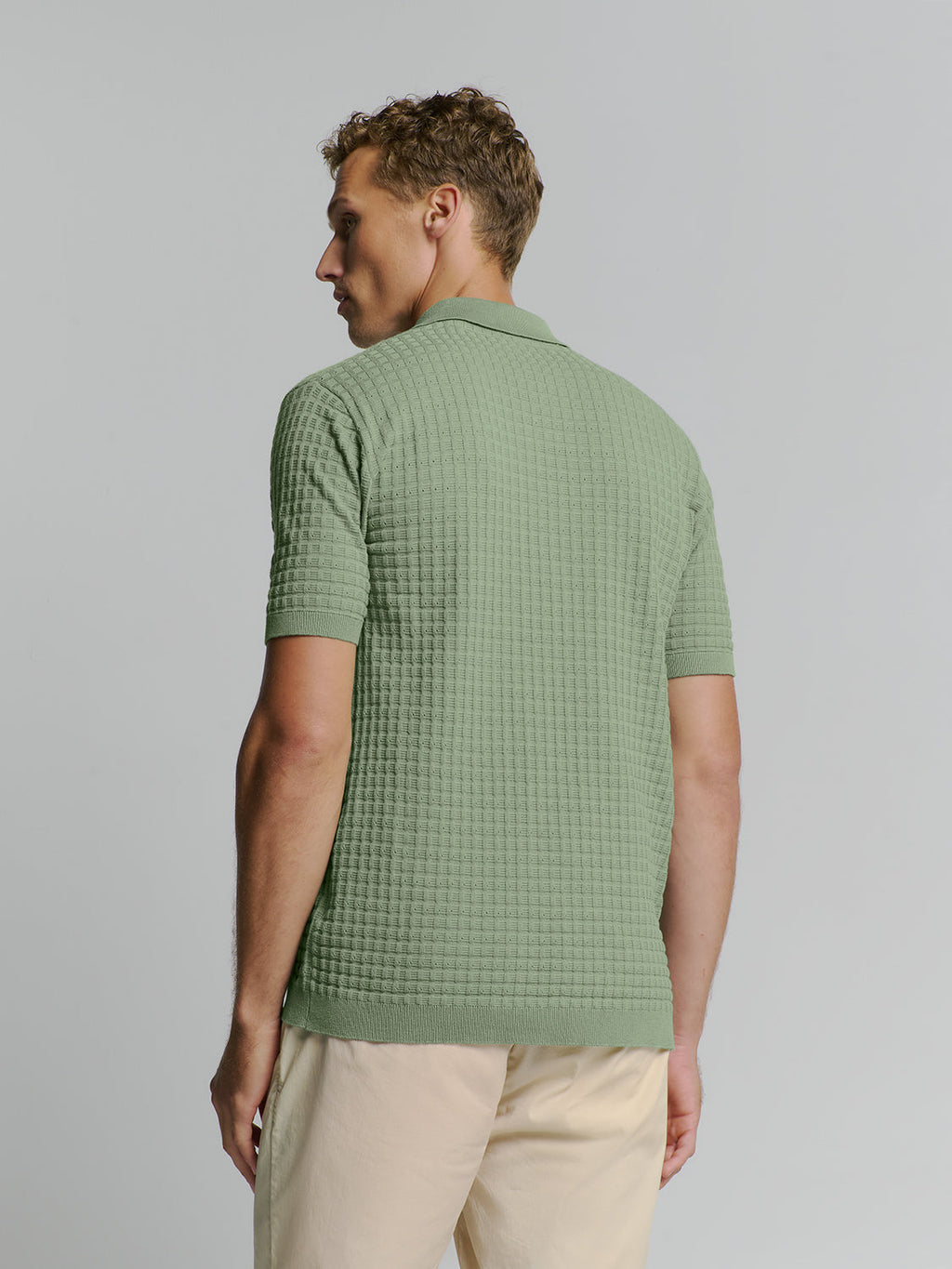 Camisa Polo Texturizada - Verde oliva