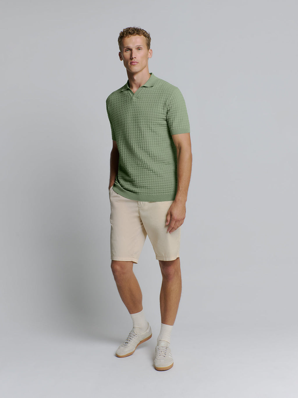 Camisa Polo Texturizada - Verde oliva