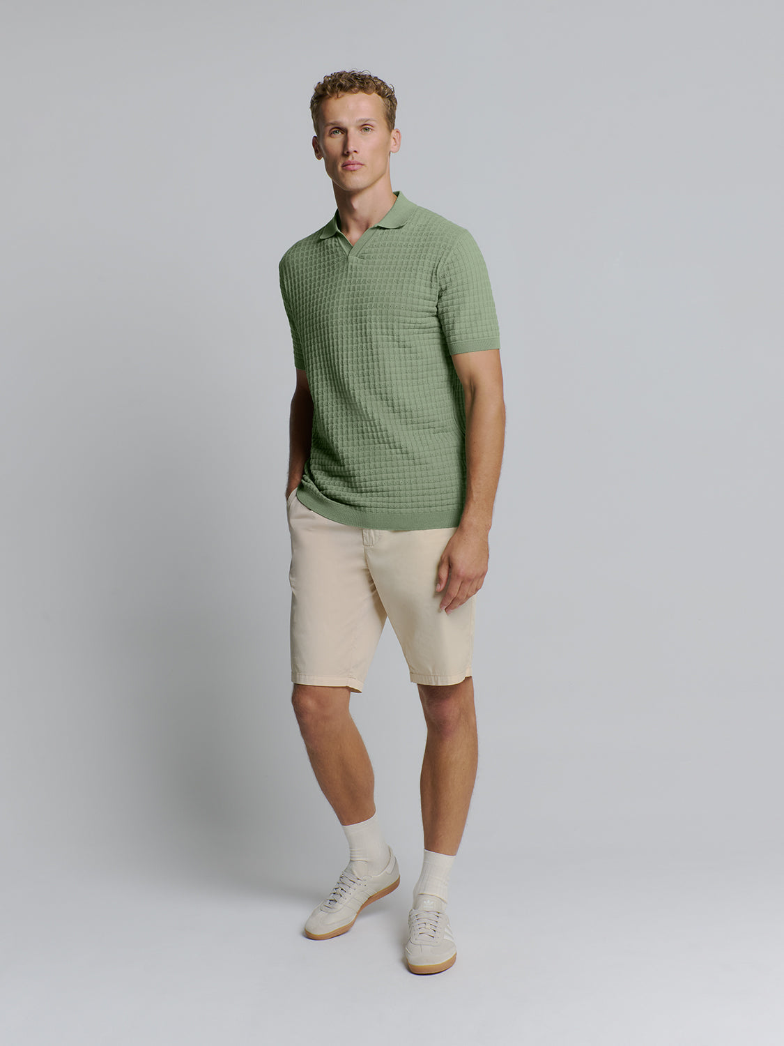 Camisa Polo Texturizada - Verde oliva