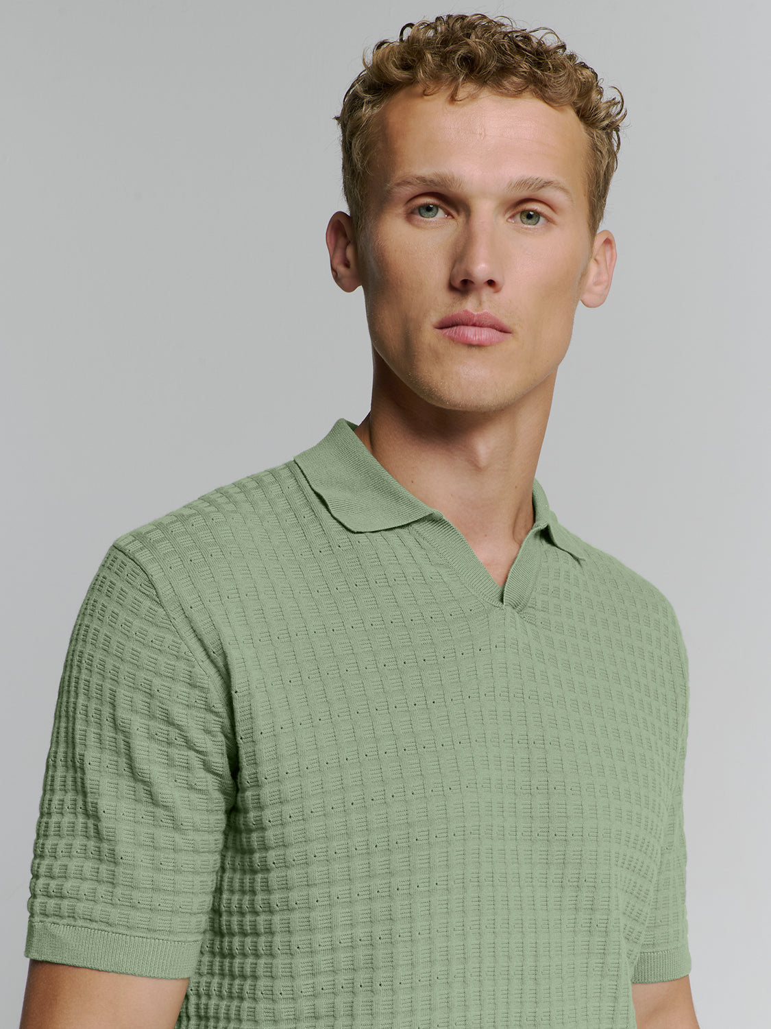 Camisa Polo Texturizada - Verde oliva