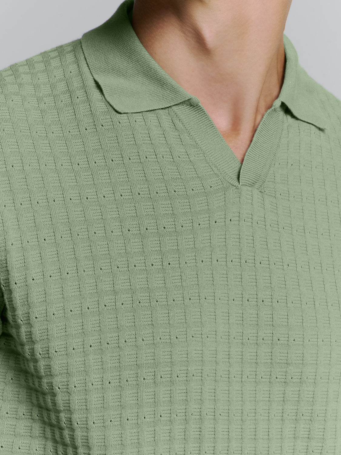 Camisa Polo Texturizada - Verde oliva