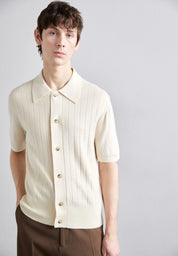 Camisa Polo em Algodão Canelada - Off White