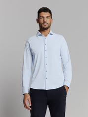 Camisa Slim de Algodão Manga Longa - Gelo