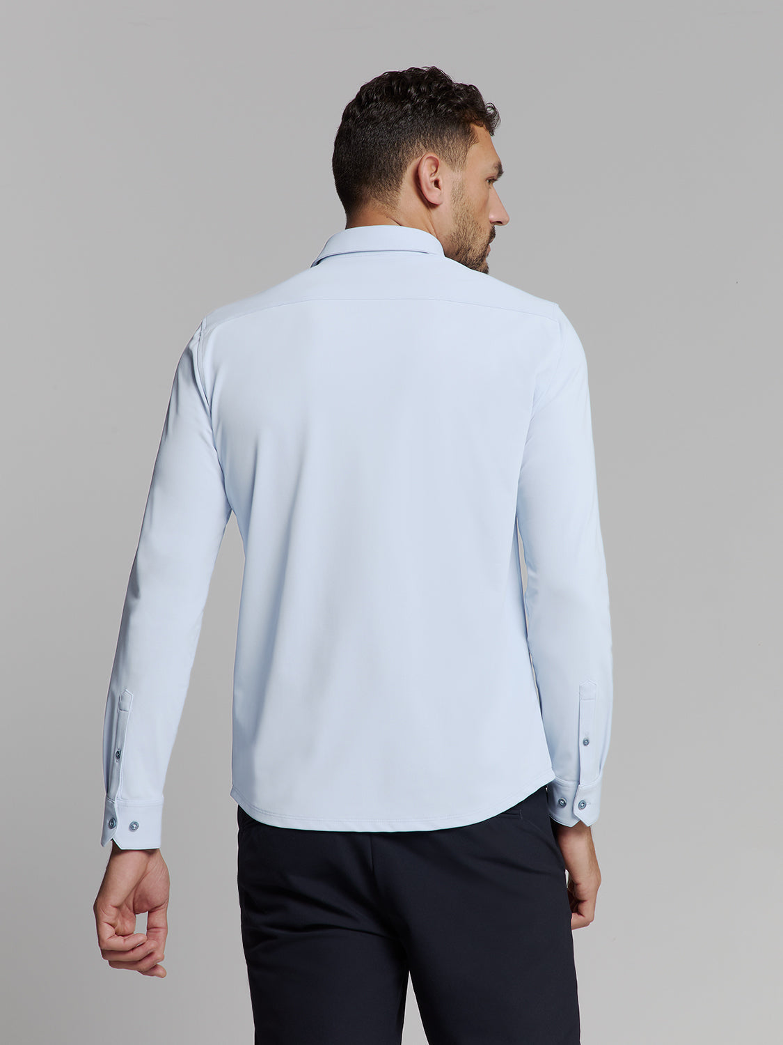 Camisa Slim de Algodão Manga Longa - Gelo