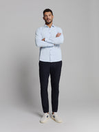 Camisa Slim de Algodão Manga Longa - Gelo