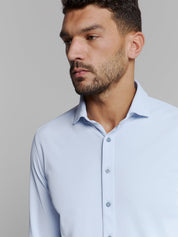 Camisa Slim de Algodão Manga Longa - Gelo