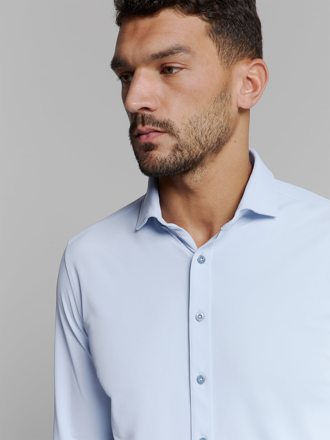 Camisa Slim de Algodão Manga Longa - Gelo