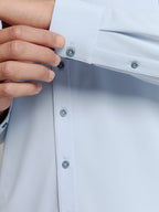 Camisa Slim de Algodão Manga Longa - Gelo