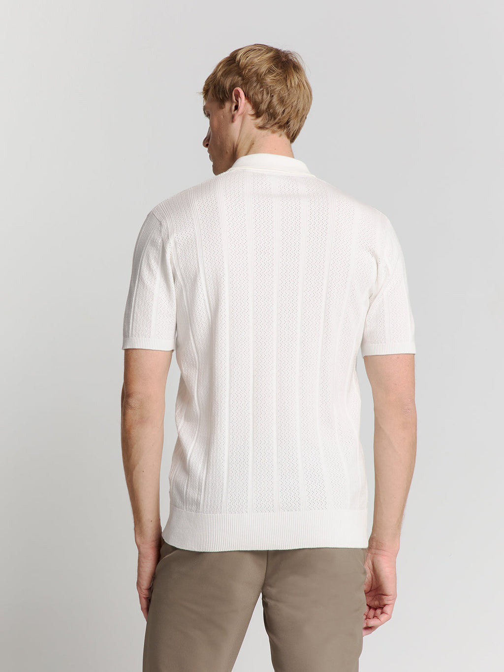 Camisa Gola Polo e Textura - Branco