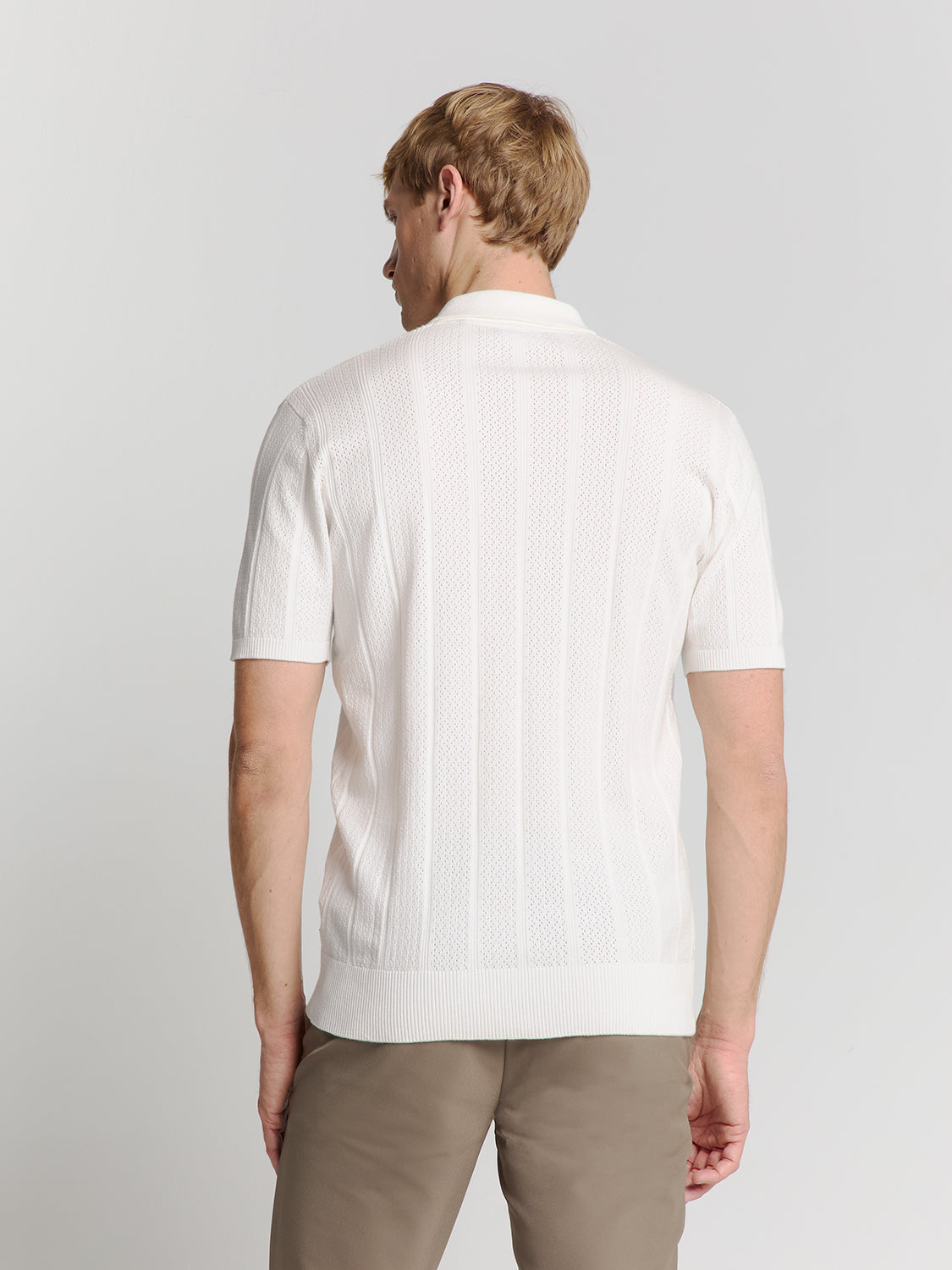 Camisa Gola Polo e Textura - Branco