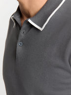 Camisa Gola Polo Manga Curta - Aço Escuro