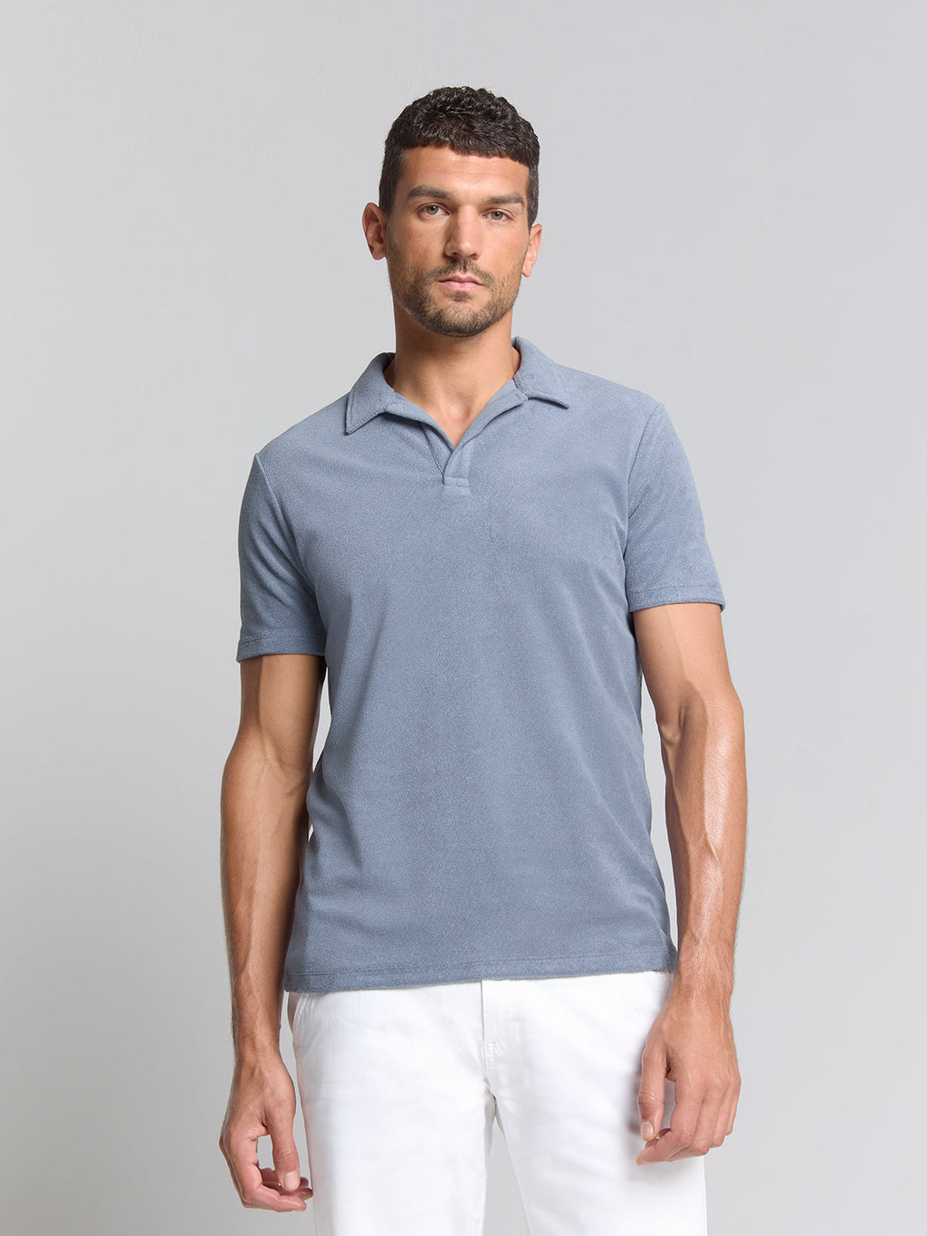 Camisa Gola Polo Malha Terry - Azul