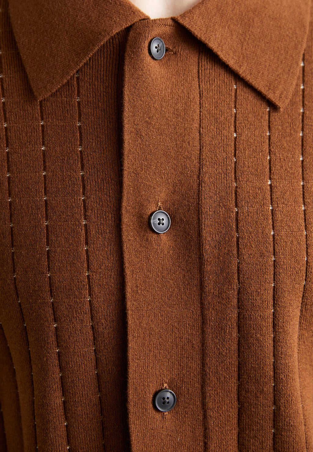 Camisa Polo em Algodão Canelada - Marrom