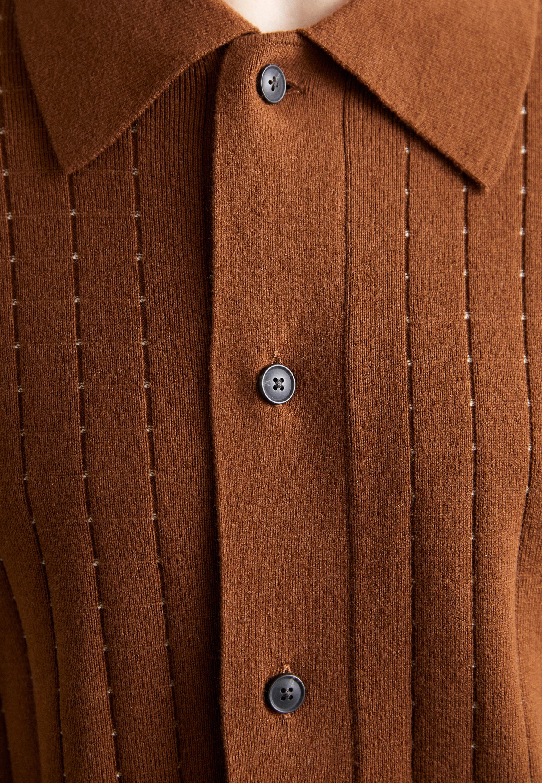 Camisa Polo em Algodão Canelada - Marrom