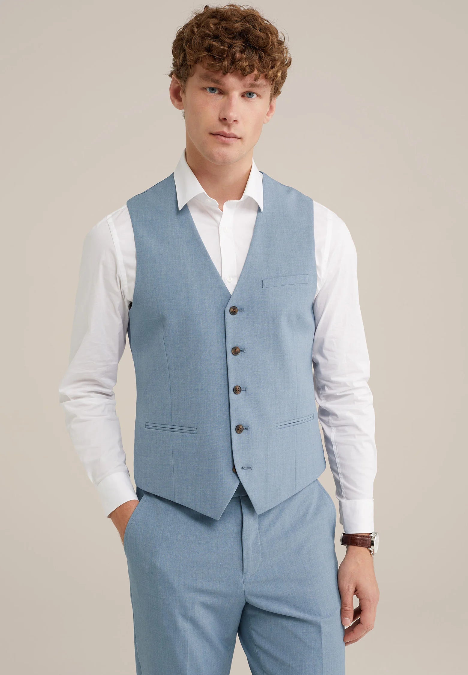 Colete Regular Fit Alfaiataria Masculino - Azul claro