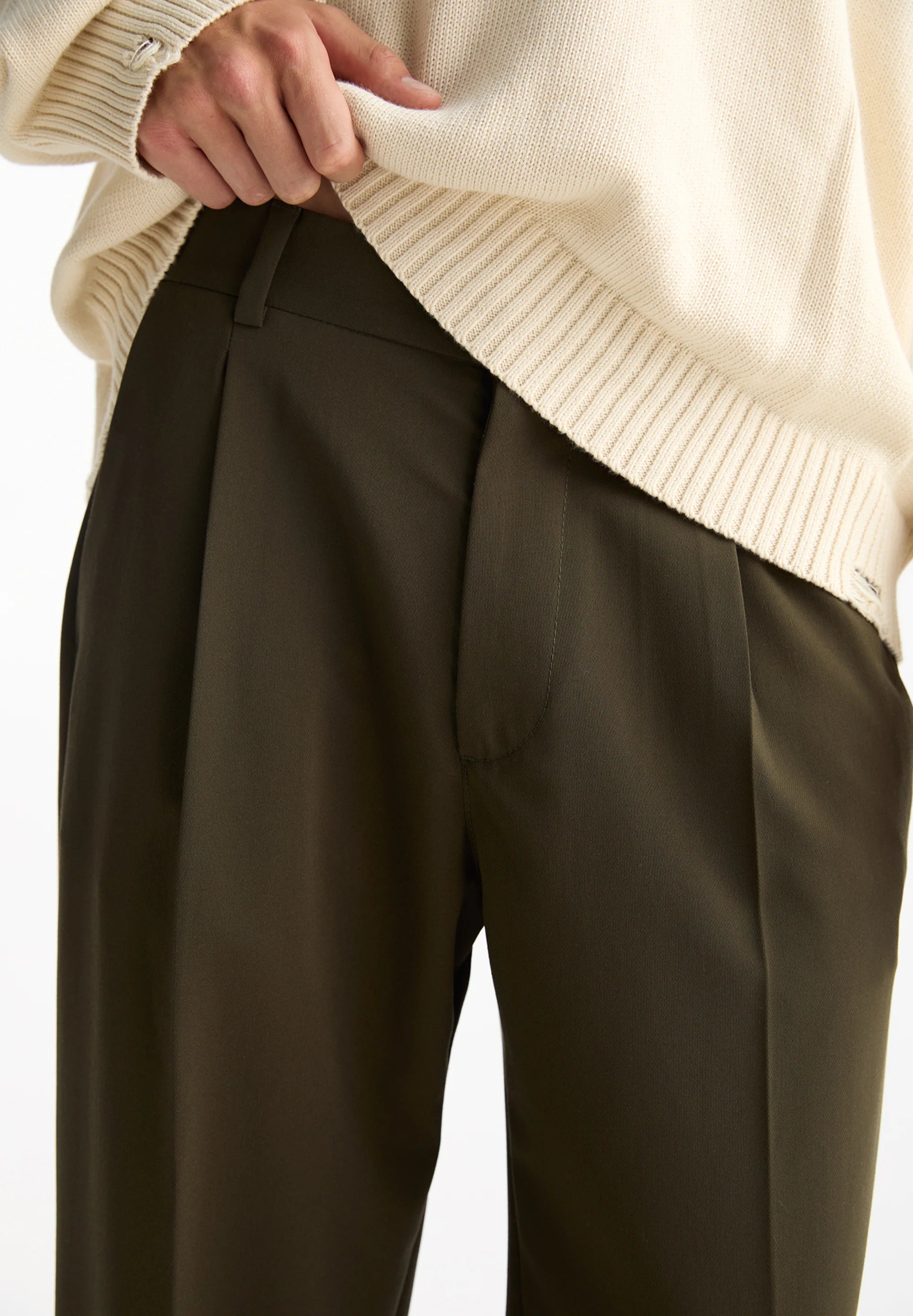 Calça Wide Fit Casual - Caqui