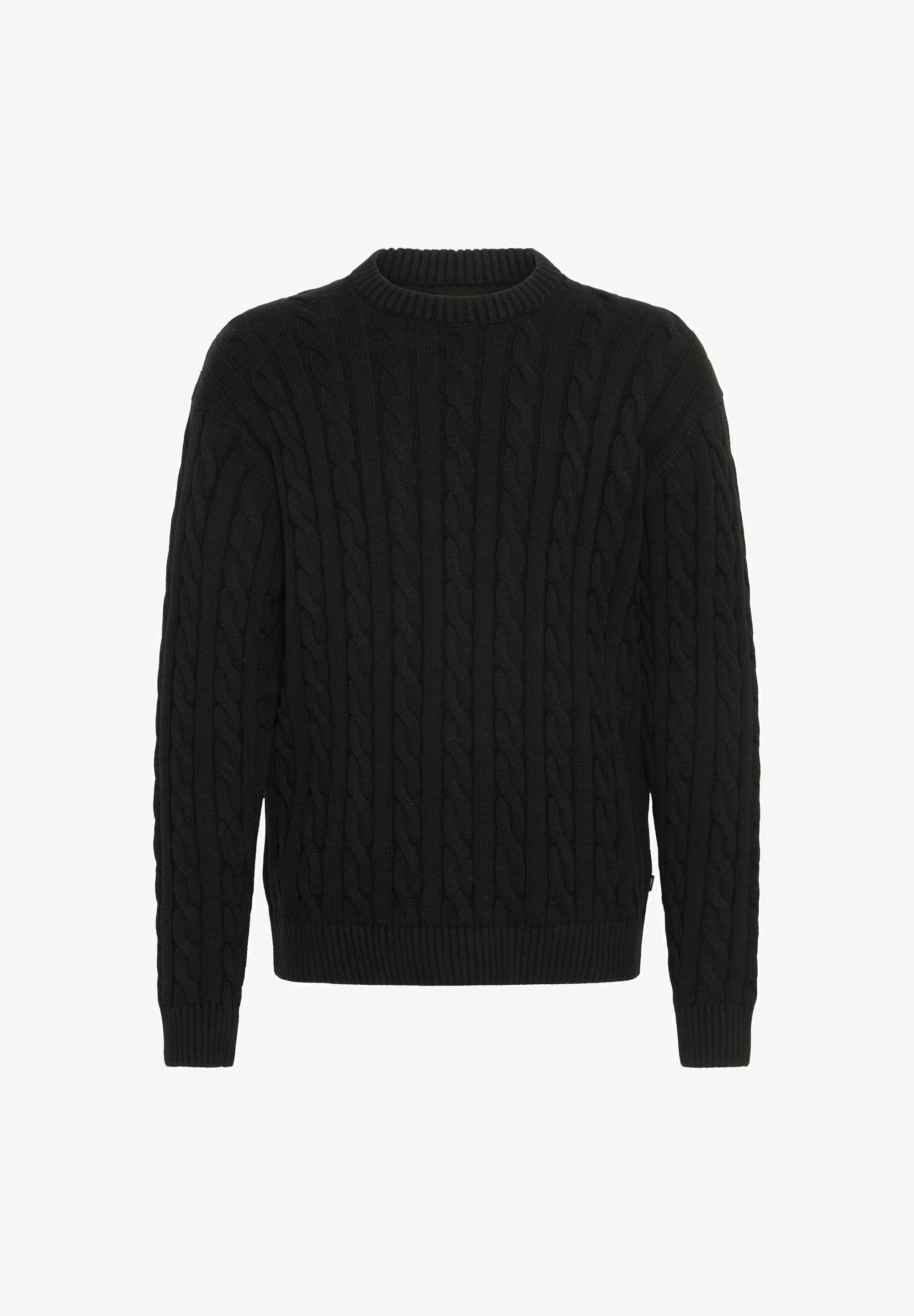 Suéter Texturizada com Gola Redonda - Preto