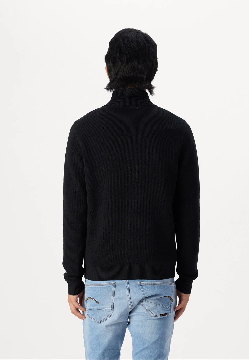 Cardigan Comfort com Gola Alta e Zíper - Preto