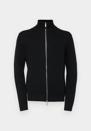 Cardigan Comfort com Gola Alta e Zíper - Preto