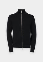 Cardigan Comfort com Gola Alta e Zíper - Preto