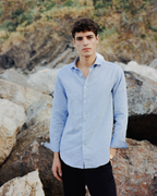 Camisa Clássica de Linho - Azul