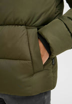 Jaqueta Puffer Ultraleve com Capuz - Verde Militar