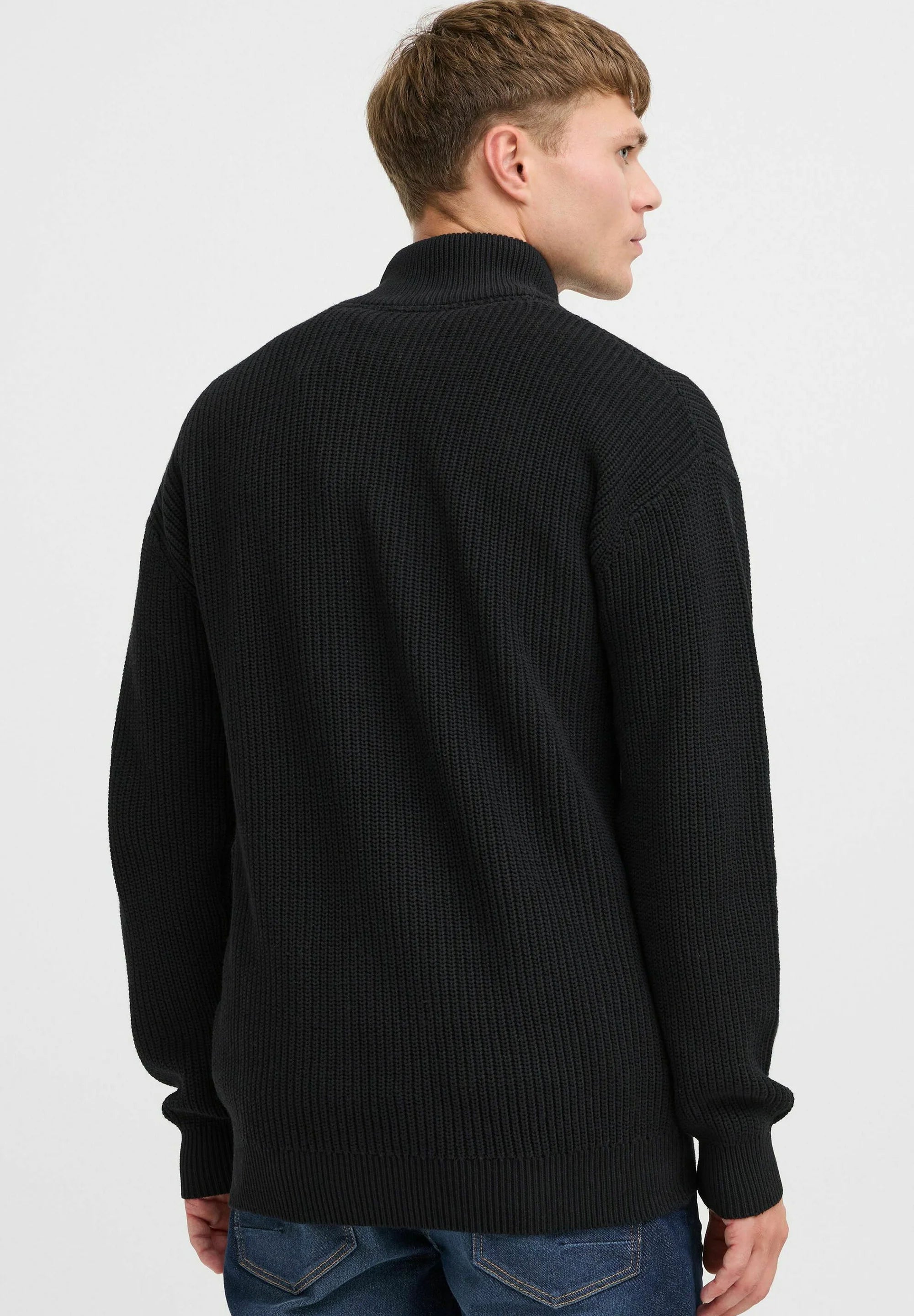 Suéter Masculino Gola Troyer com Ziper - Preto