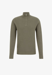 Suéter Masculino em Algodão com Gola Troyer e Zíper - Verde musgo