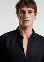 Camisa Clássica de Linho com Bolso Frontal