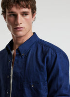 Camisa Clássica de Linho com Bolso Frontal